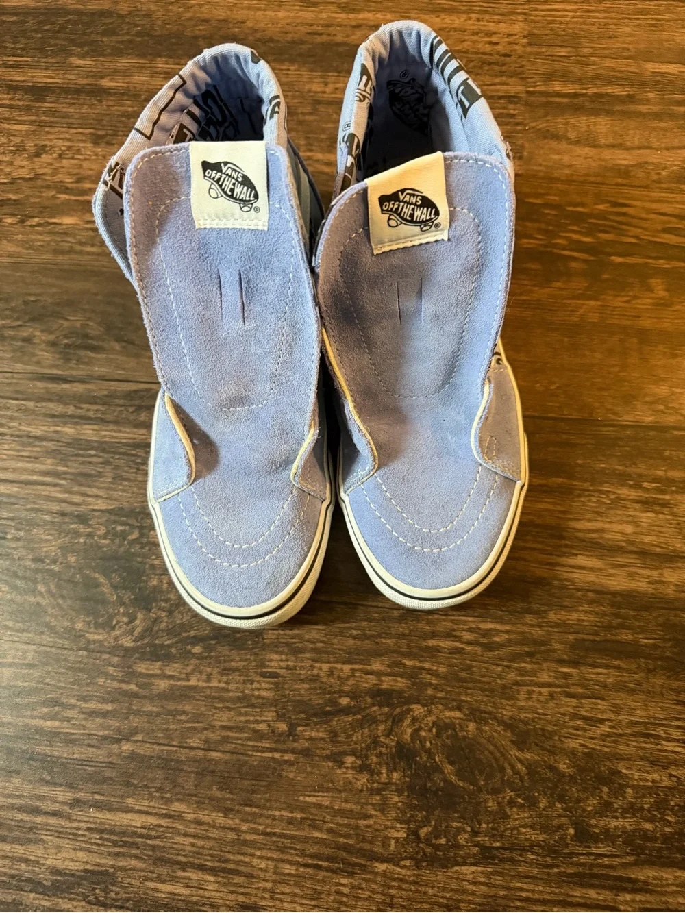 Vans Kids Slip-On Sneakers in Light Blue with Graphic Lining